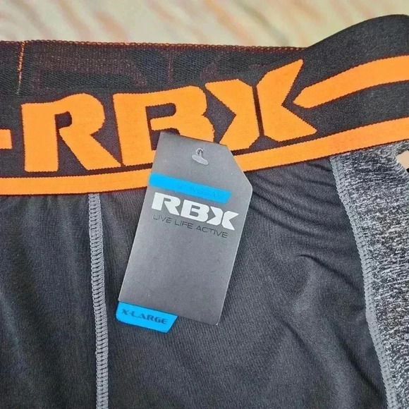 RBX Boxer Briefs black/ orange 9" inseam NWT Medium, Large or XL - Picture 4 of 6